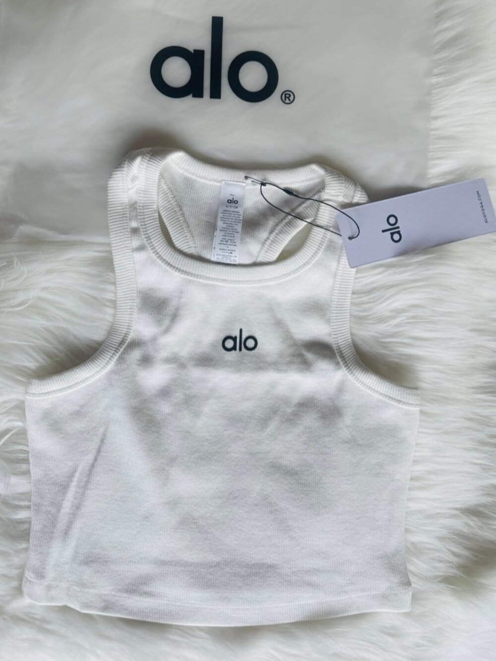 Women’s Alo Cotton Blend White Tank Top